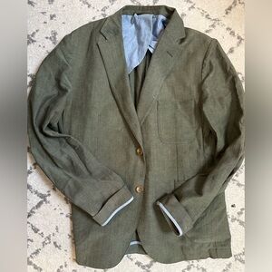 Taylor Stitch Army Green Cotton 2-Button Blazer Size 42
